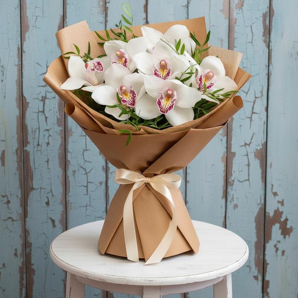 Букет цветов из: Орхидеи и Розы в Юганце
