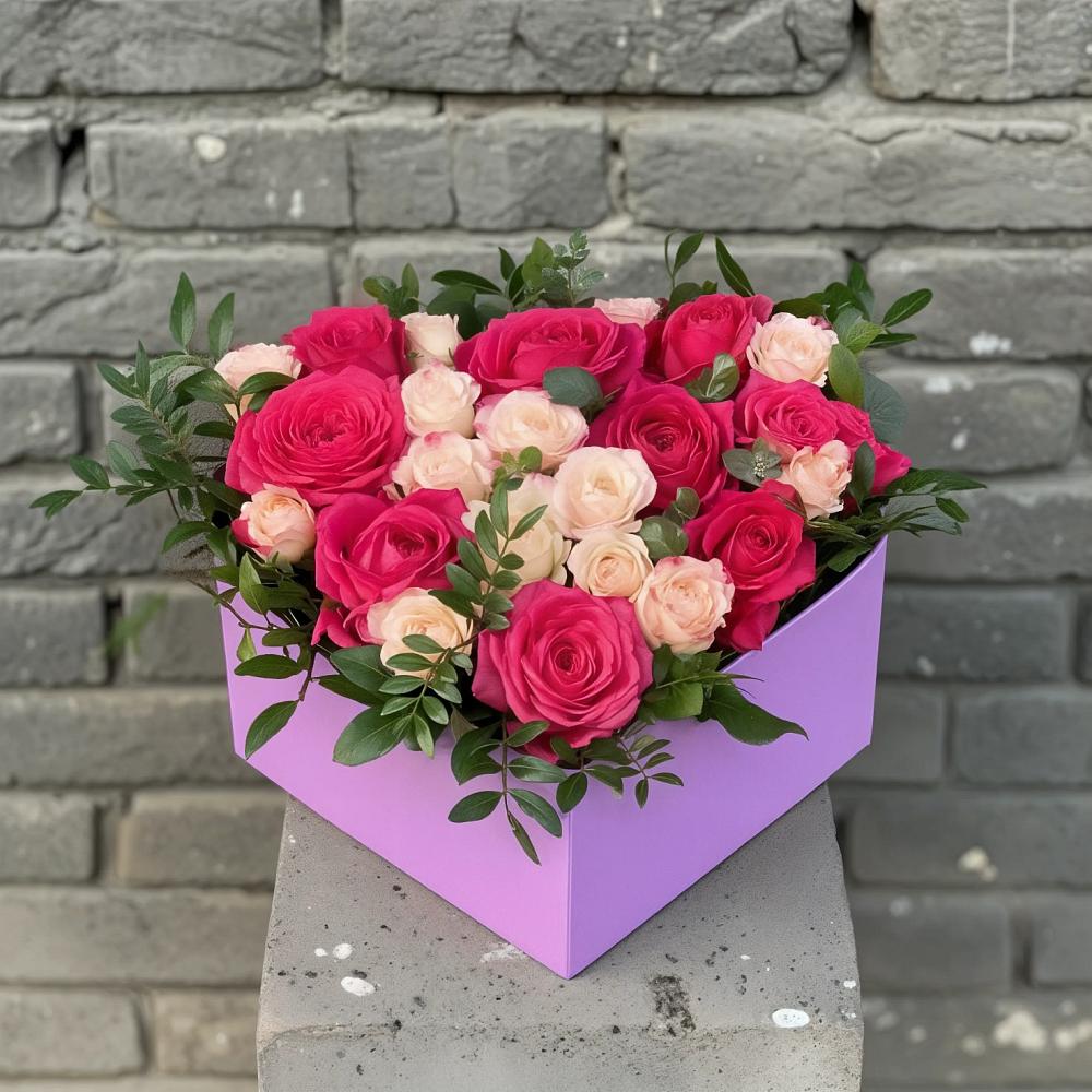 Цветочная композиция из Розы в коробке в Юганце