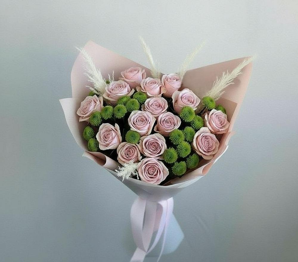 Букет цветов из: Розы и Хризантемы в Юганце