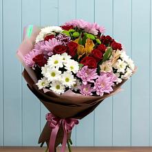 Букет цветов из:  Розы, Хризантемы и Альстромерии #REPLACE_PRED# Юганце