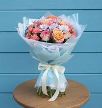 Букет цветов из:  Хризантемы и Розы в Юганце