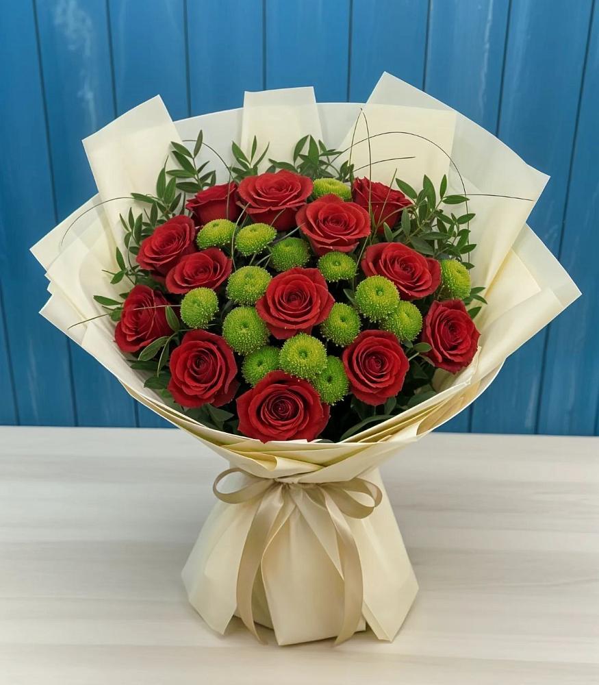 Букет цветов из: Розы и Хризантемы в Юганце